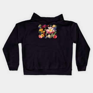 Jewel-Toned Painterly Flower Kids Hoodie